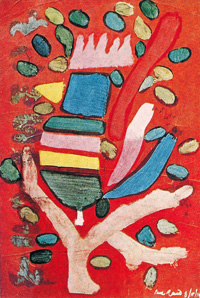 Painting titled Treebird